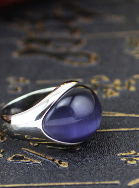 猫眼石男女韩版钛钢戒指不褪色