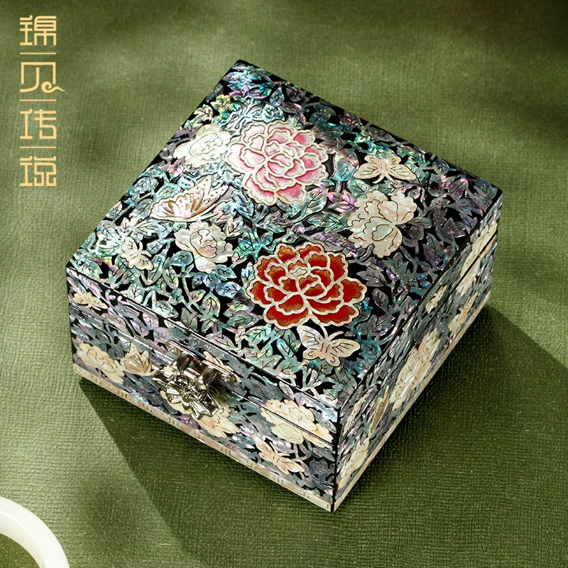 锦贝传说螺钿漆器木质复古项链手镯戒指首饰盒老婆女友生日礼物