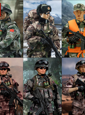 JEU1/6中国军人兵人手办模型 PLA突击战士 陆军边防可动人偶玩具
