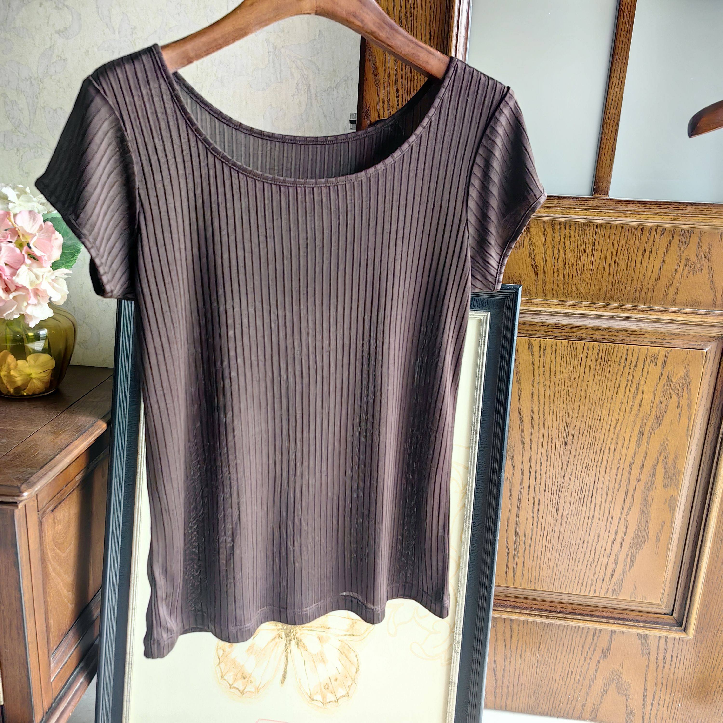 坑条百分百桑蚕丝女士前后大圆领二分袖短袖T恤合身气质,女装/女士精品,真丝上装,淘宝优惠券,粉丝福利购,淘宝优惠卷