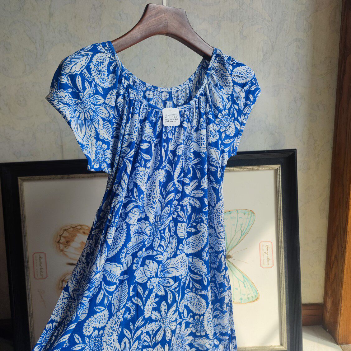 42针纯桑蚕丝女士短袖宽松家居裙睡裙娃娃裙薄软无感连衣裙