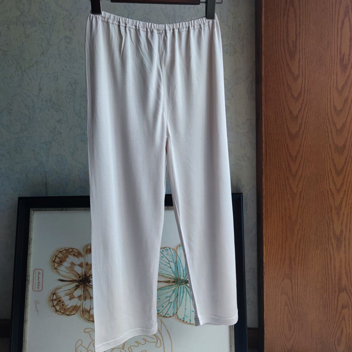 日单100%桑蚕丝真丝针织4根丝7分家居裤打底裤小宽松睡裤衬裤