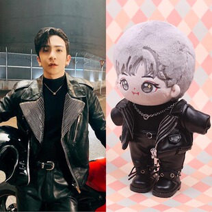mirror娃衣20厘米盧瀚霆Anson Lo机车服同款皮衣棉花娃娃公仔娃衣