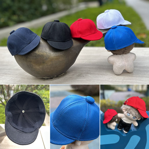 棉花娃娃10cm帽子鸭舌帽棒球帽可爱潮流娃衣玩偶帽子10cm衣服牛仔