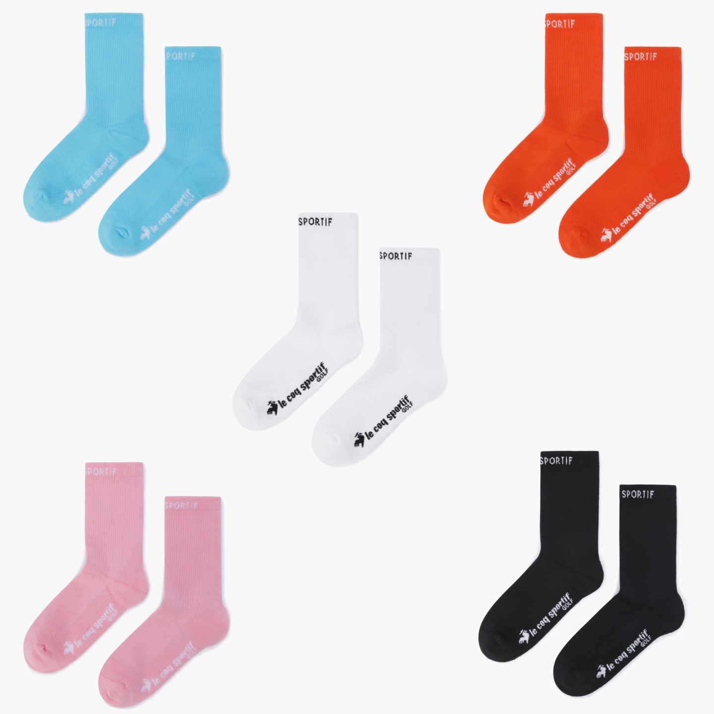 韩国正品代购LeCoq公鸡高尔夫球袜25初秋女士标志透气运动中筒袜