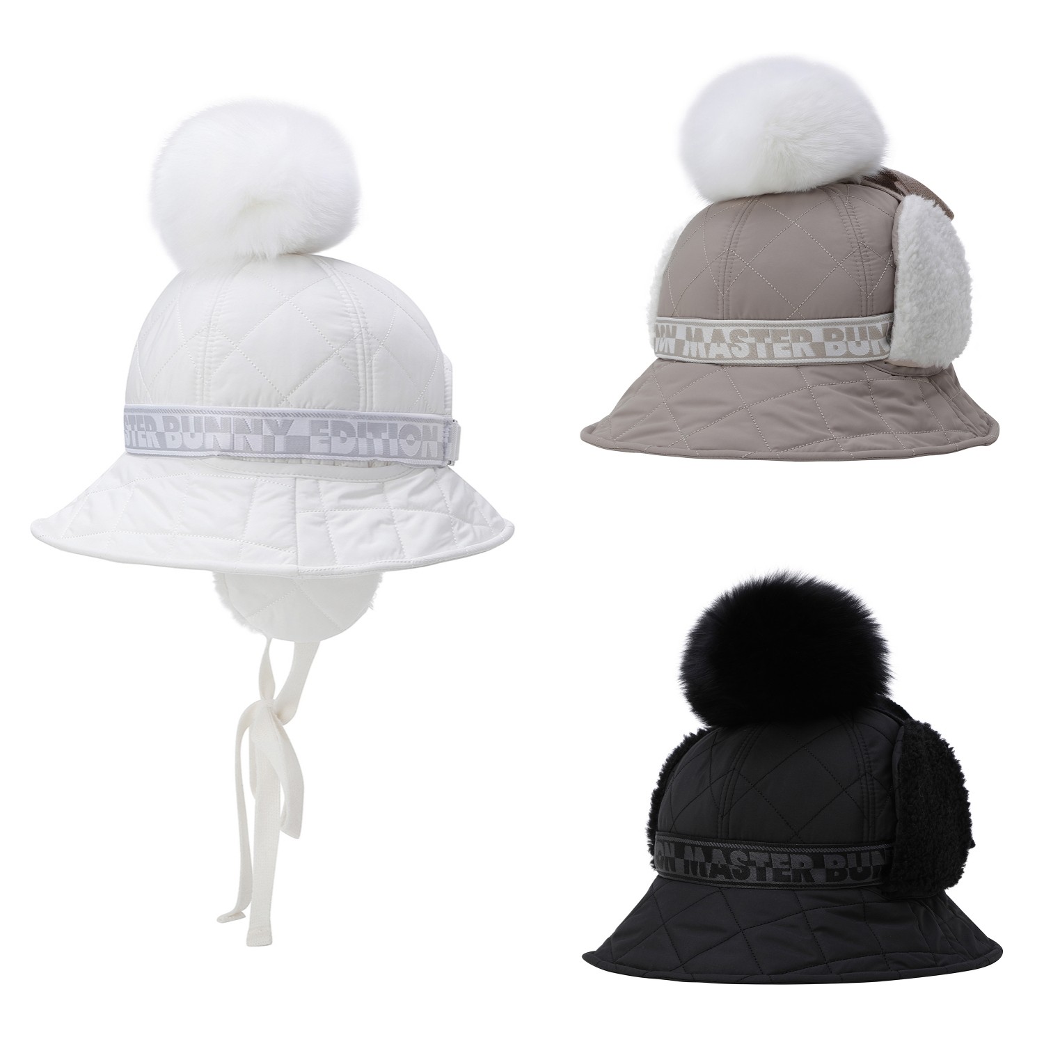 韩国代购MASTER BUNNY高尔夫球帽25女士冬季保暖毛球护耳渔夫帽子