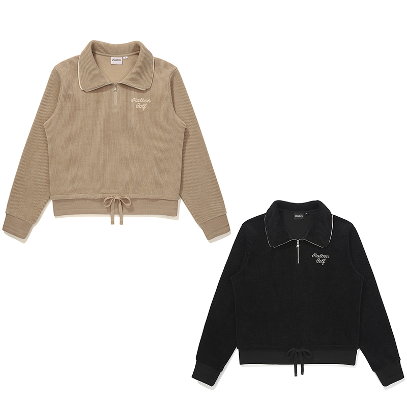 韩国代购malbon高尔夫球服25冬女图案柔软保暖抓绒半拉链运动卫衣