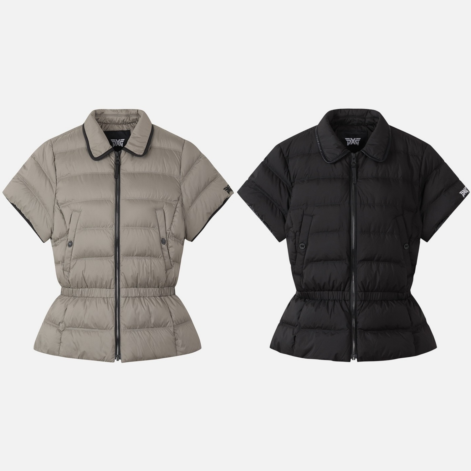 25年女士冬季韩国代购PXG高尔夫球服百搭休闲翻领收腰短袖羽绒服