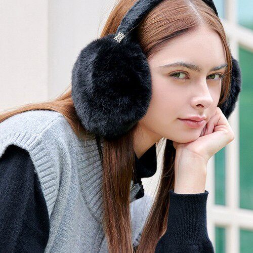 NITINA 韩国正品代购女士高尔夫貂皮妈妈冬季户外保暖耳罩