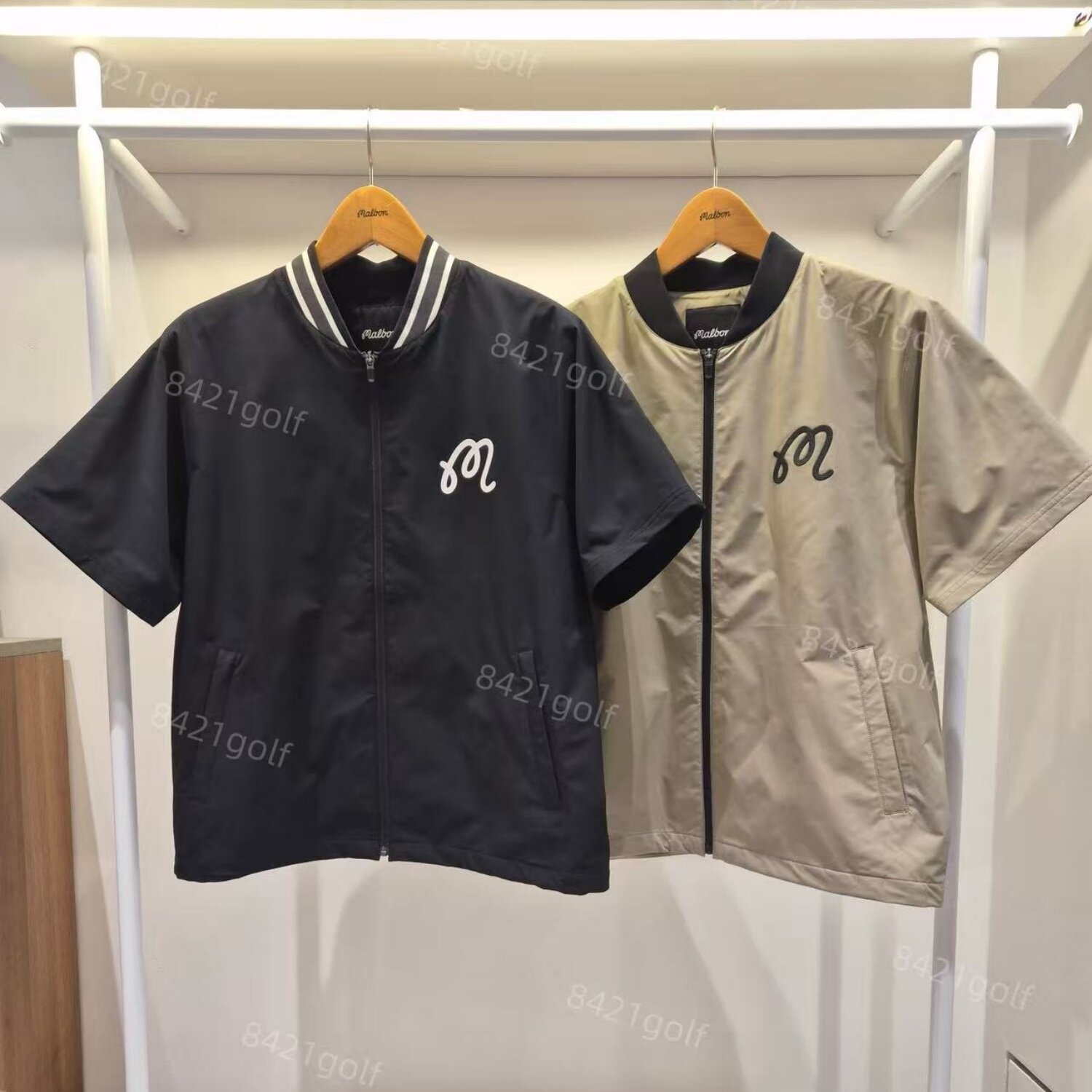 韩国代购Malbon高尔夫球服26年春夏男士时尚百搭运动短袖拉链外套