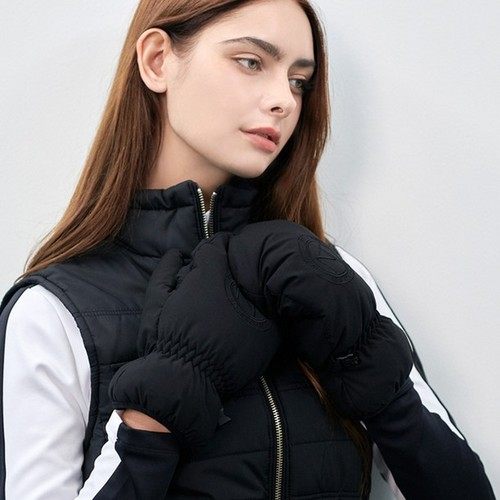 NITINA 韩国正品代购女士高尔夫球NT刺绣防寒保暖羽绒手套BK