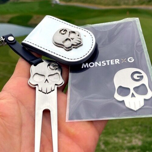 韩国正品代购高尔夫MonsterG高尔夫推杆挂饰果岭叉钱夹球标记礼盒