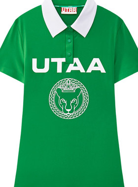 韩国代购UTAA高尔夫球服上衣 25夏golf女翻领字标配色短袖运动T恤