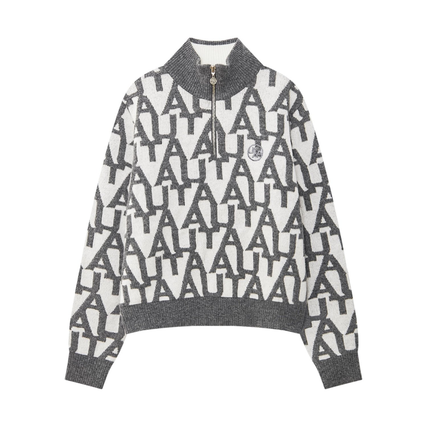 韩国代购UTAA高尔夫球服25女士秋冬休闲标志配色半拉链立领针织衫