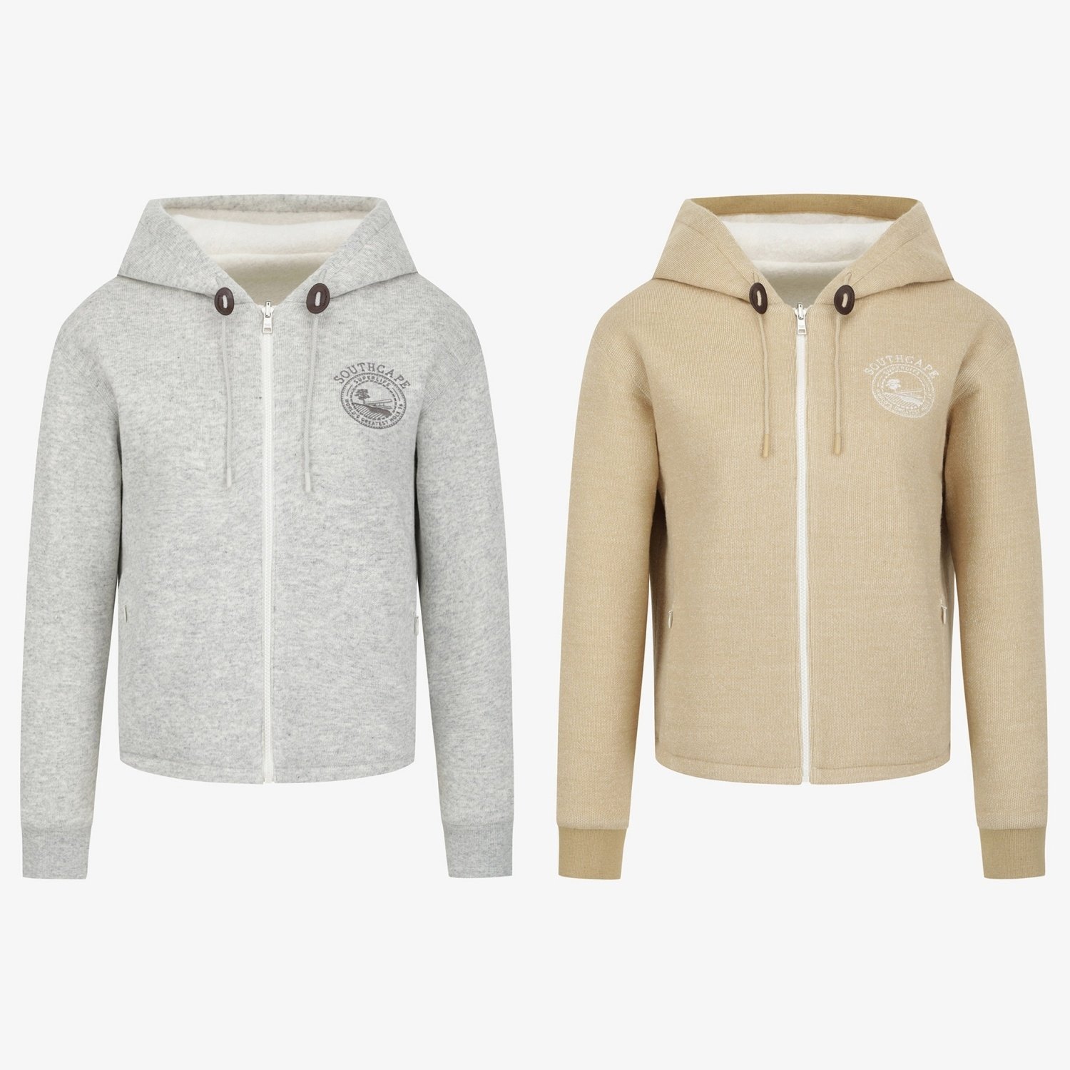 女士秋冬韩国代购SOUTHCAPE高尔夫球服休闲针织拉链连帽保暖夹克