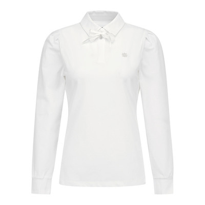 韩国代购standrews高尔夫球服25女士蝴蝶结胸针泡泡袖翻领长袖T恤