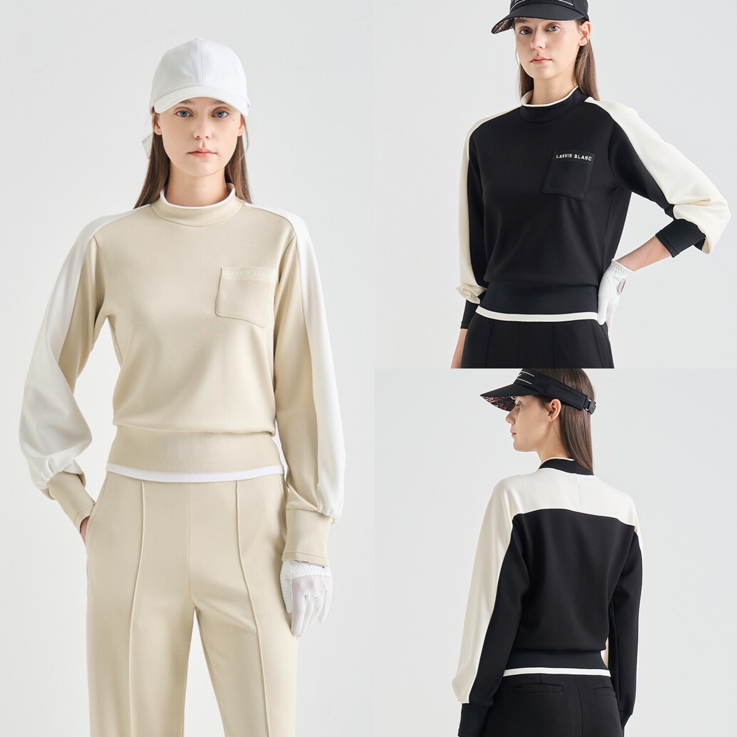 韩国代购LANVINBLANC高尔夫球服26早春女士休闲宽松立领长袖卫衣