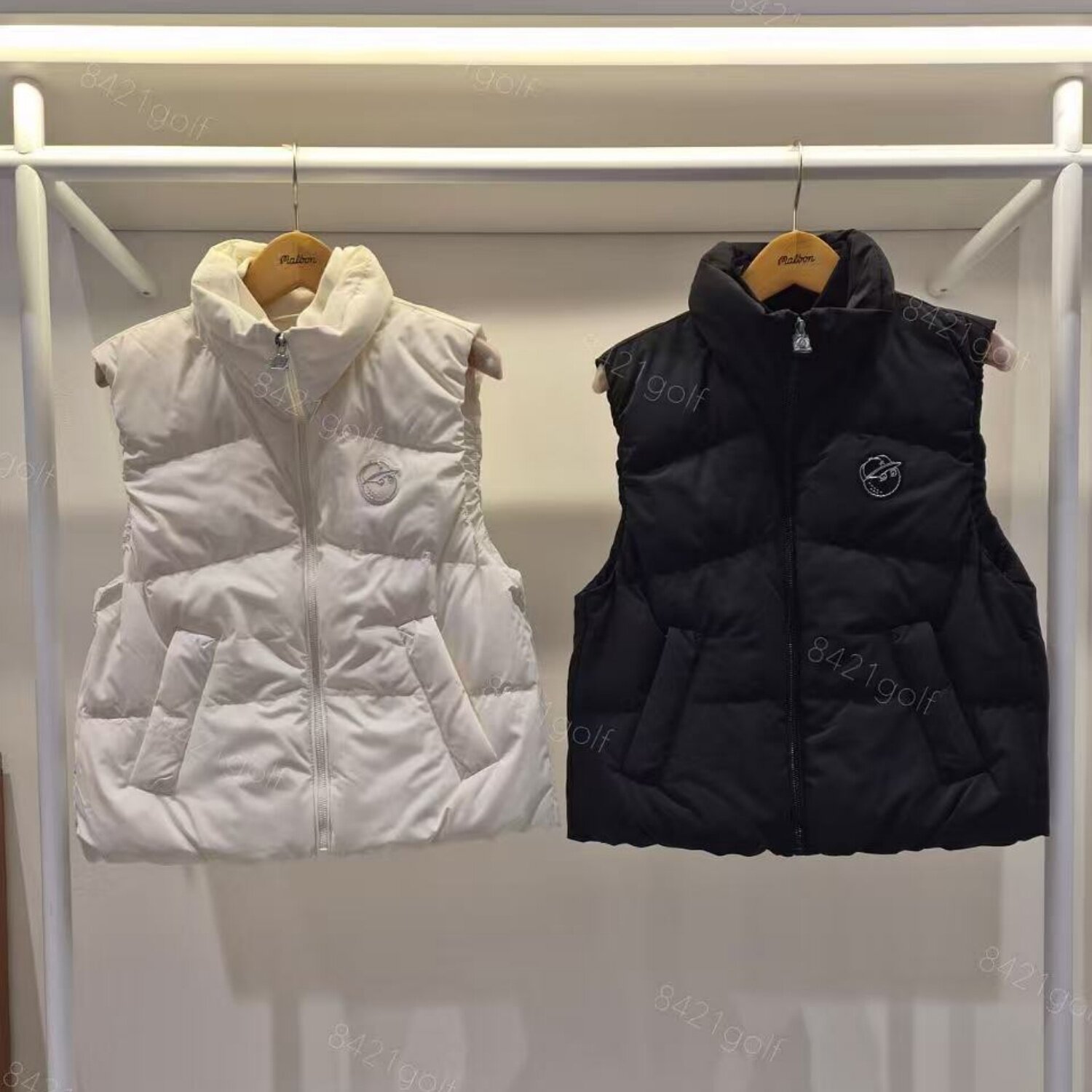 韩国代购Malbon高尔夫球服26年女士冬季运动拉链立领修身鹅绒马甲