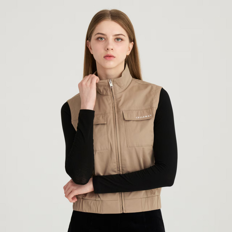 韩国代购Callaway高尔夫球服25冬季女士百搭运动立领口袋背心马甲
