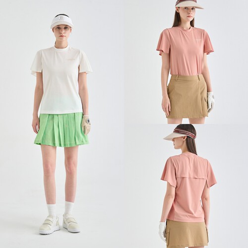 韩国代购LANVINBLANC高尔夫球服26年女士春夏透气运动喇叭短袖T恤