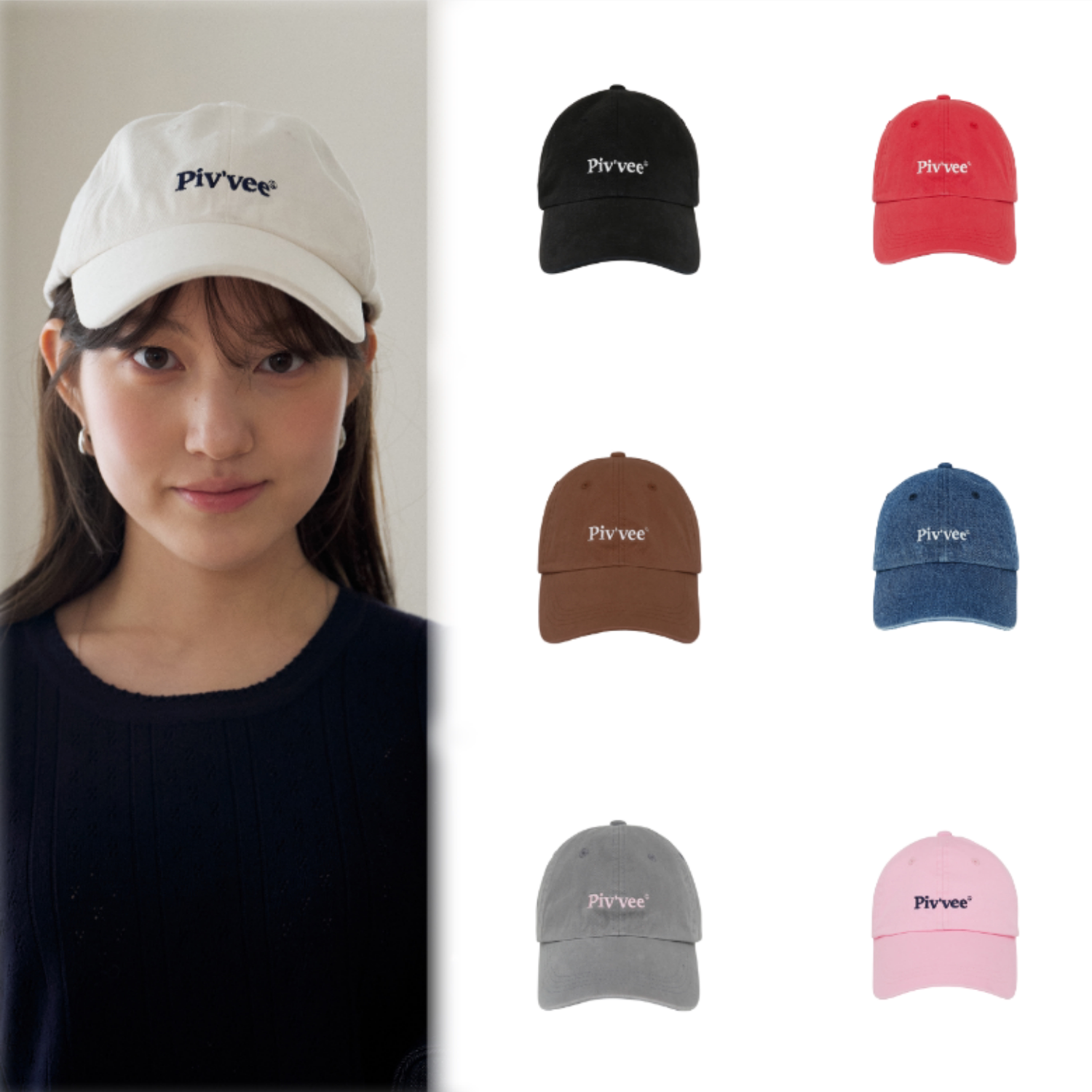 女士26春季韩国代购Pivvee高尔夫球帽运动百搭户外防晒透气棒球帽