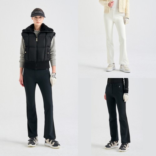 韩国代购LANVINBLANC高尔夫球服25年女冬季休闲纯色保暖微喇长裤