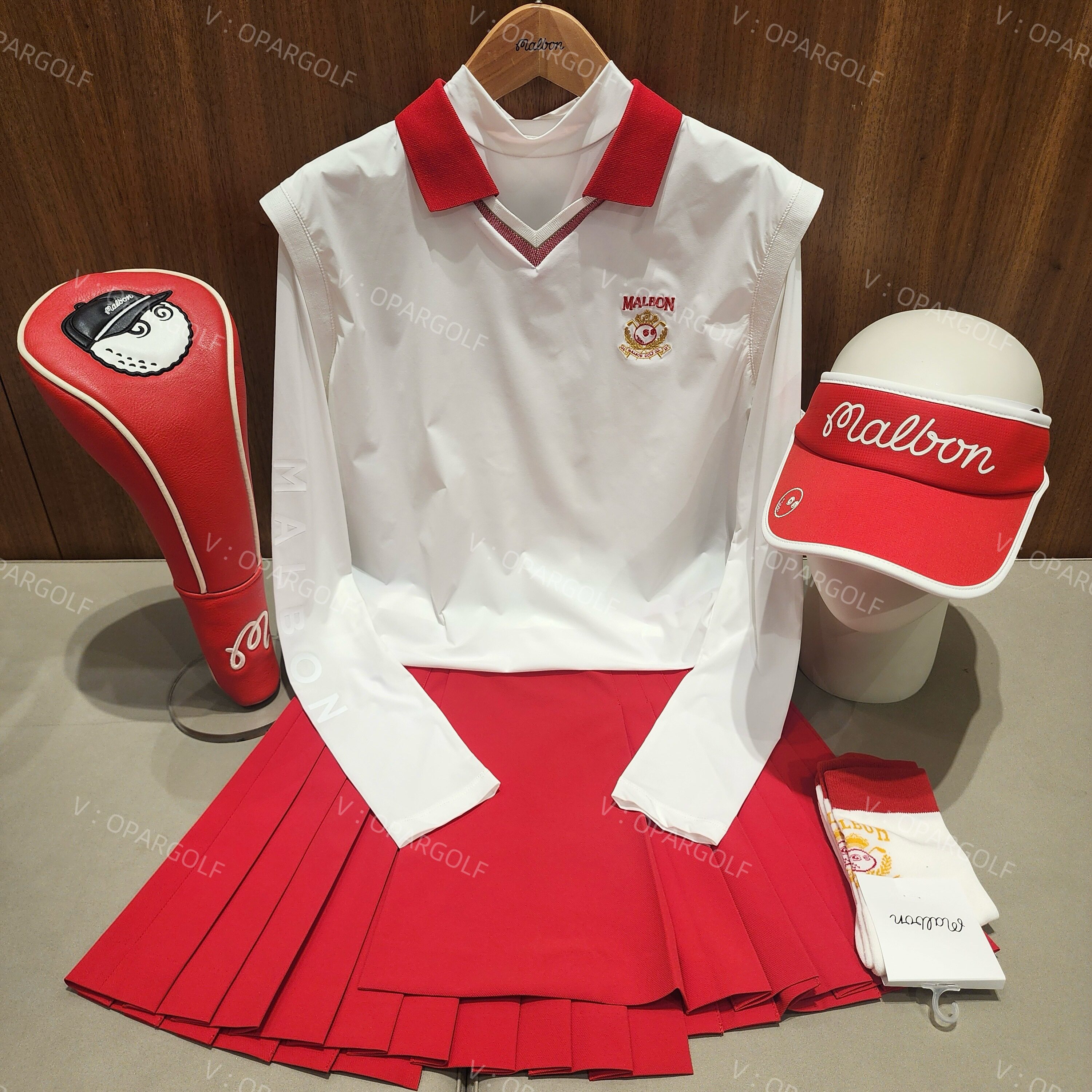 韩国正品代购Malbon新款高尔夫秋冬女士运动休闲短裙不规则百褶裙
