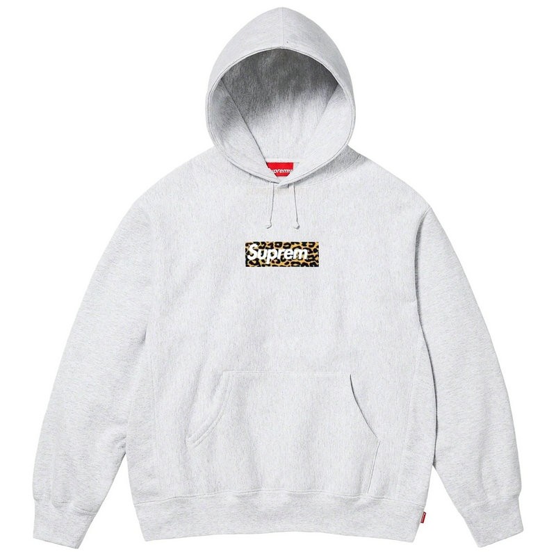 24SS SHANGHAI BOX LOGO HOODED上海限定豹纹LOGO连帽卫衣帽衫