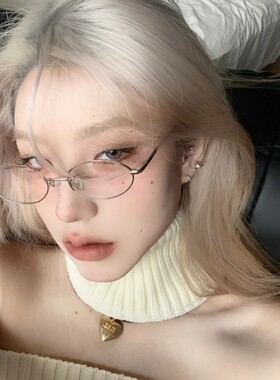 椭圆小框金丝银色近视眼镜男女日系复古拍照素颜装饰平光镜有度数