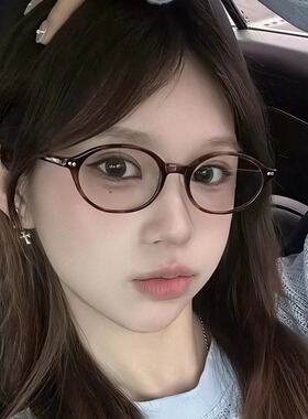 早八素颜新款纯黑色温柔眼镜框女生纯欲氛围感显白防蓝光近视眼镜