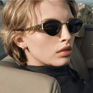 派对潮流防晒偏光墨镜女 网红金属复古猫眼太阳镜欧美辣妹朋克时尚