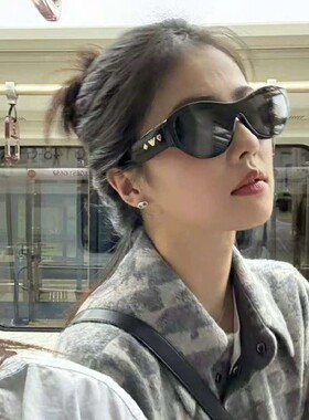 白鹿同款大框猫眼墨镜女高级感个性圆脸复古防紫外线街拍太阳眼镜