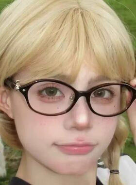 土星眼镜女素颜豹纹书呆子眼镜框近视可配度数椭圆玳瑁小框眼镜女