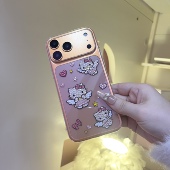 适用苹果17promax卡通闪钻kt猫透明硬壳16pro手机壳15贴钻14女13