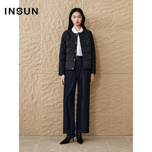 INSUN恩裳专选秋季新中式双面穿短款鹅绒羽绒服