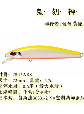 IUI鬼刻神行者5.7克悬停短舌板 带重心转移路亚假饵 抽停米诺