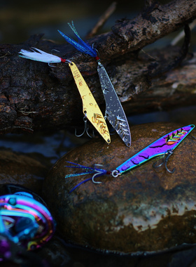 鲨鱼鳍千岛湖大刀飘落亮片 超滑三本钩三倍加强压扁钩 淡海水通用