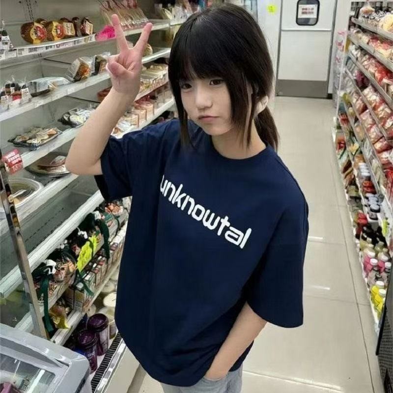 纯棉美式男女童重磅短袖T图片