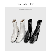 新款 跟高5cm 肯豆靴弹力靴女短靴瘦瘦靴高跟方头粗跟百搭显瘦