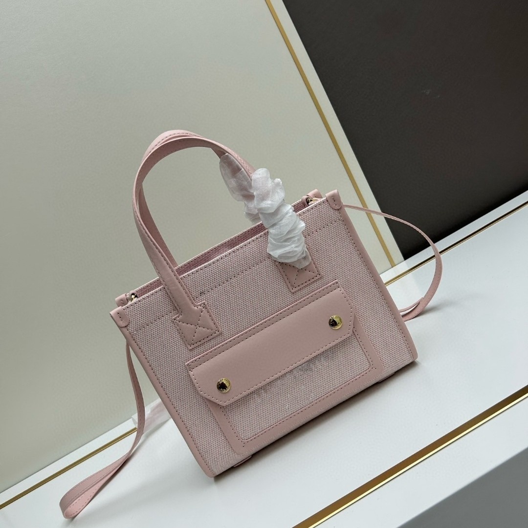 新款女士扶蕾包双色帆布拼皮口袋包高级手提单肩斜挎托特包购物袋