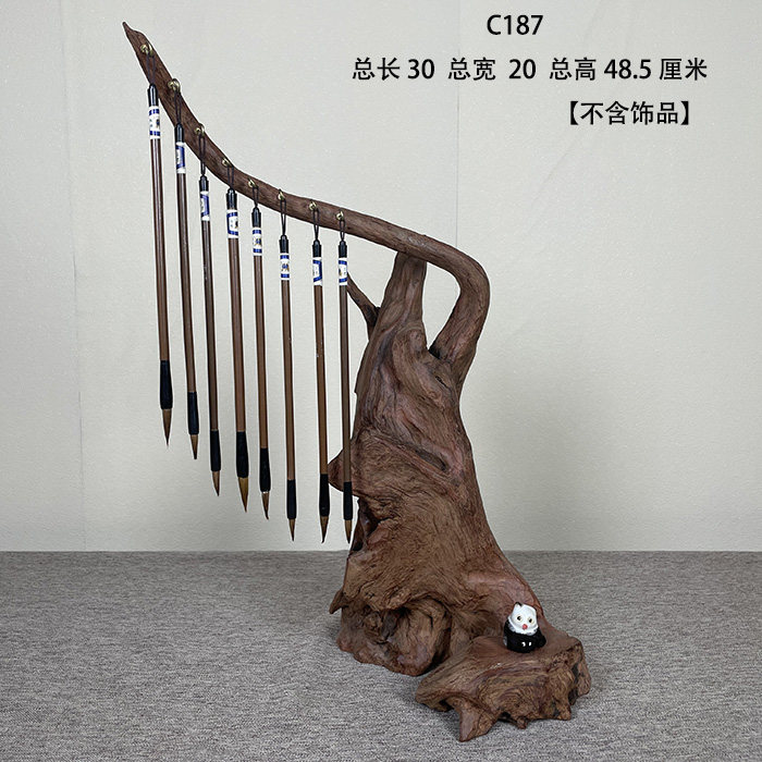 毛笔架笔挂实木根雕根艺毛笔挂架摆件书法文房四宝支架挂笔首饰架图片