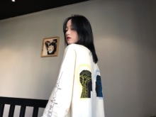 FTF 脑电波人像图案宽松休闲长袖女卫衣男女长袖男情侣ins潮印花