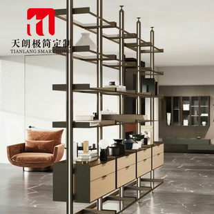 金属书架开放衣柜玄关柜 厂家定制铝合金立柱衣帽间顶天立地架意式