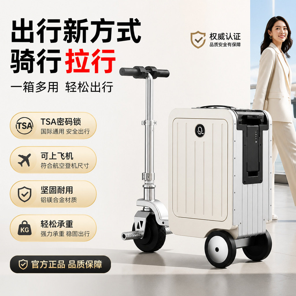 智能骑行电动行李箱可登机拉杆箱