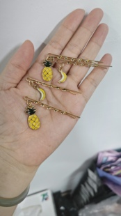 少量夏季菠萝西瓜香蕉小吊坠一字夹水果创意螺旋发夹错过无