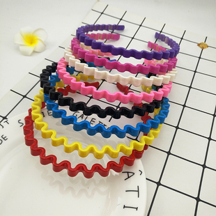 糖果色上下波浪洗脸头扣宽面彩色头箍 塑料发箍 12个装 8mm方便面款