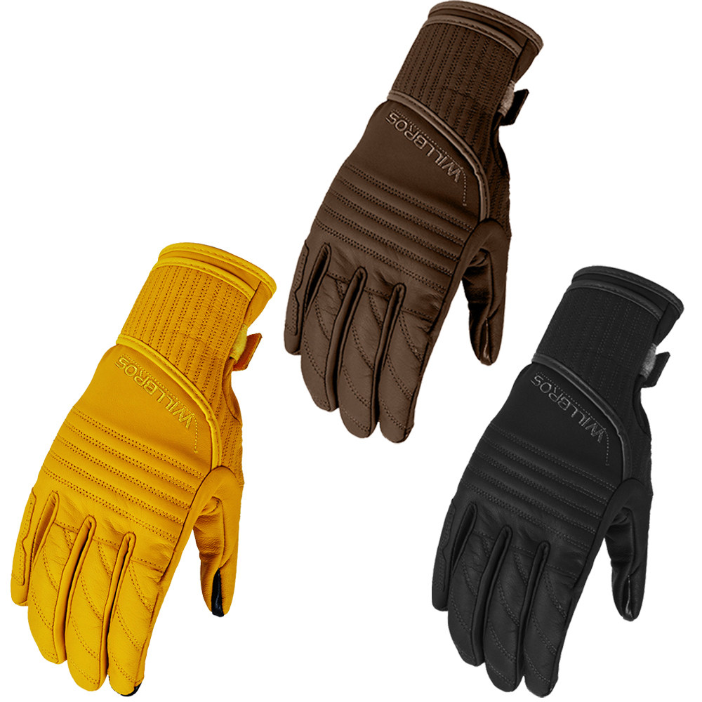 全新 WILLBROS 太子摩托车复古公路骑行 机车 男士 进口真皮手套