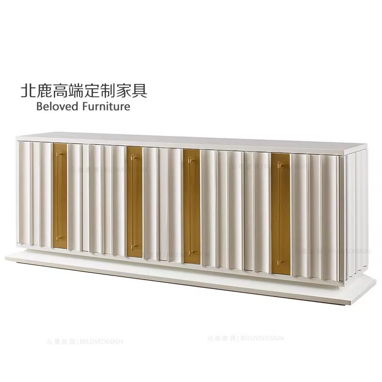 高端定制意式轻奢视听柜现代简约客厅电视柜榉木金属饰面落地柜