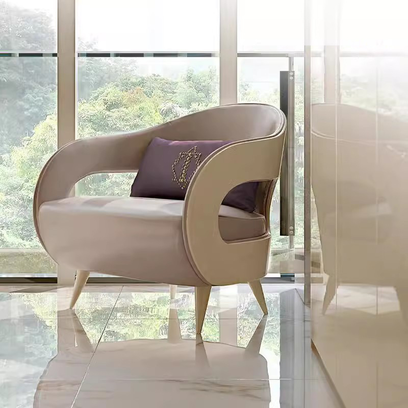 意式极简超纤皮单人休闲椅轻奢