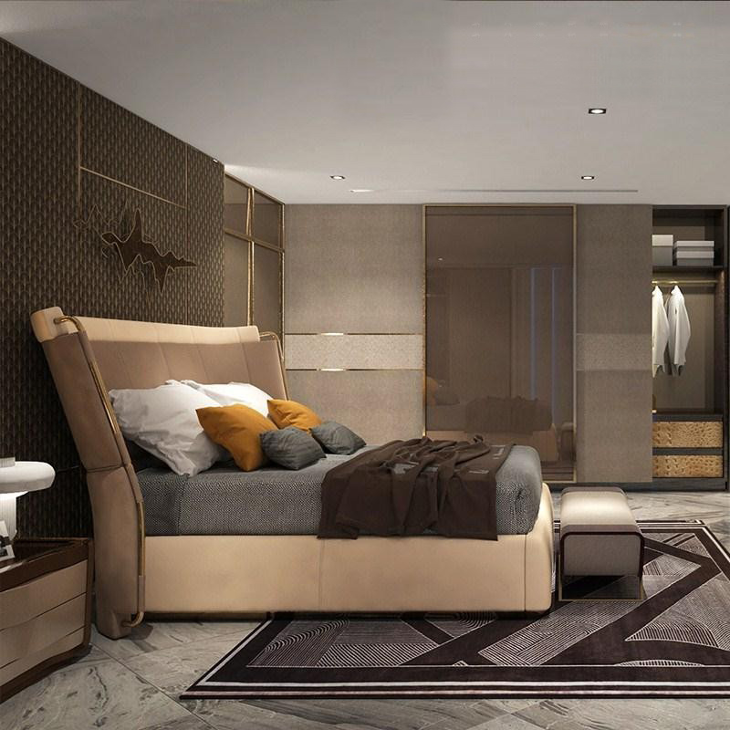 主卧双人床实木床尾凳意式轻奢